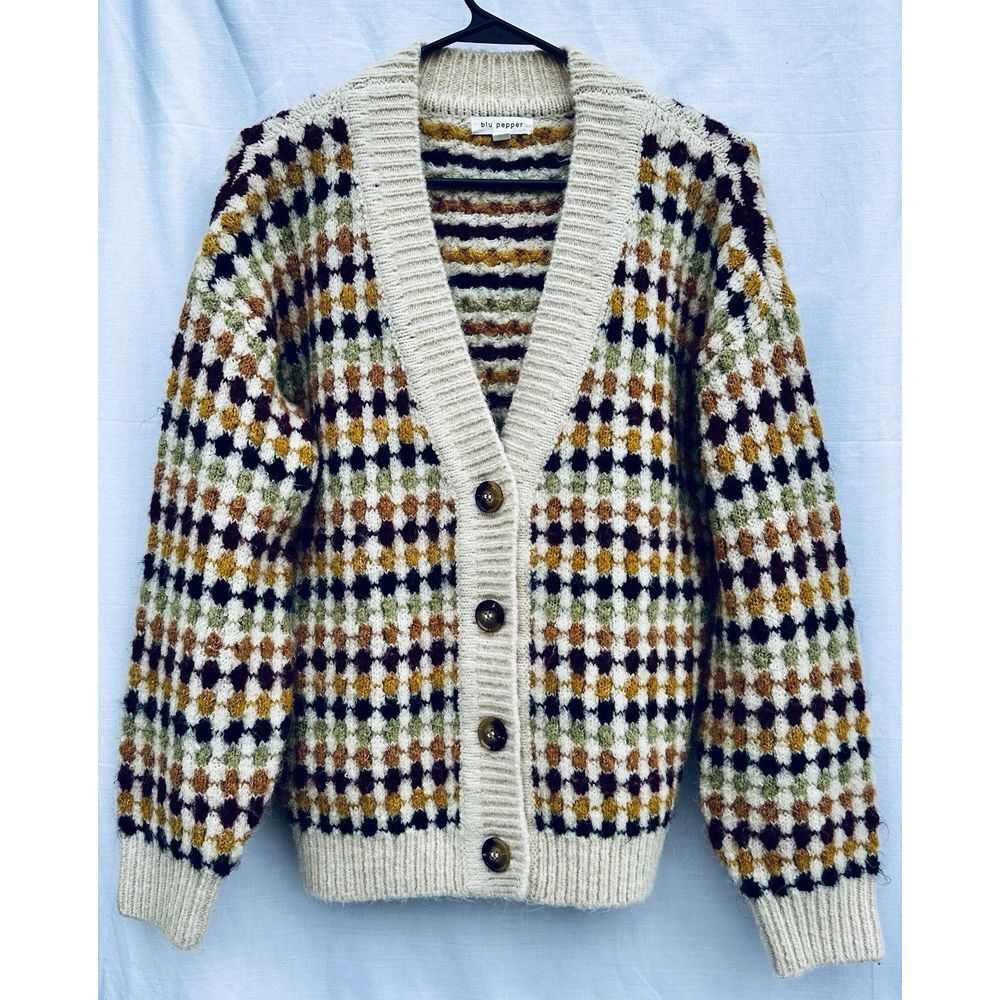 Blu Pepper Women's Madrid Knit Cardigan Sweater Size Small Wool Blend